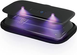 Homedics UV Clean Portable Sanitizer – Rechargeable UV Light Sanitizer and Sterilizer Box - Kills 99.9% of Airborne Contaminates, Fits Masks, Makeup Brushes, Glasses, Cell Phones, Keys, Black