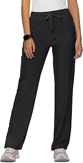 floralhue Women’s Scrub Pants, Soft Straight-Leg Pant | 6 Pockets, Anti-Wrinkle, Adjustable Drawstring, Soft Stretch Fabric, Suitable For Formal Work and Daily Leisure