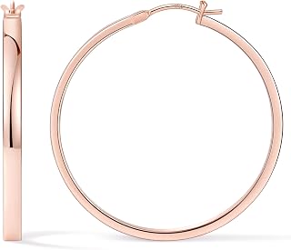 Flat Hoop Earrings for Women, 14K Gold Plated Hoops