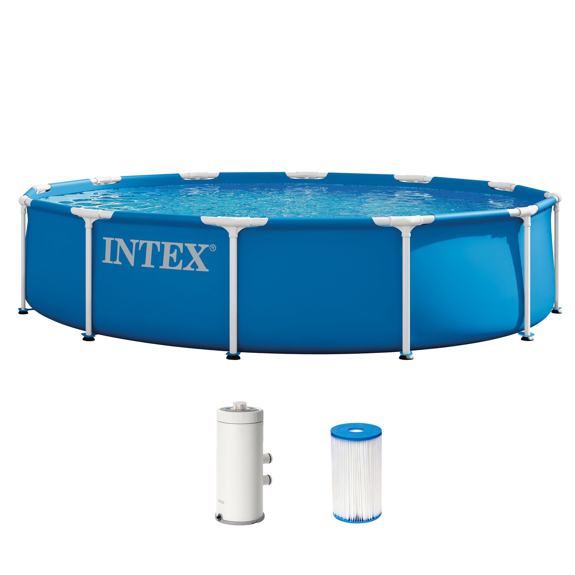 Intex Metal Frame 12ft x 30in Round Above Ground Swimming Pool Set w/Pump | 2821