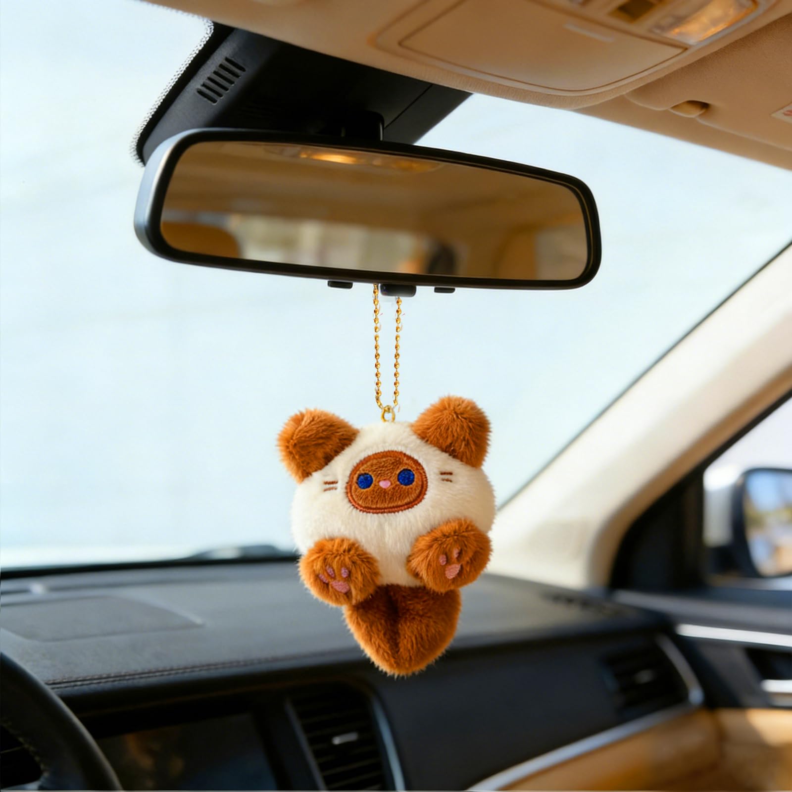 1 x Plush Cat Plush Toy Hanging Decoration with Chain Home Decoration Car Hangin