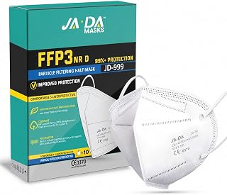 FFP3 Masks Pack of 10 With >99% Filtration Efficiency - Disposable Face Mask UK - Soft And Secure Fit (Packaging may vary)