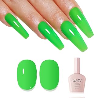 Neon Gel Nail Polish, Neon Green Gel Polish High Gloss Soak Off UV LED Nail Gel Polish Spring Summer Art Manicure Salon DIY Design 10ML