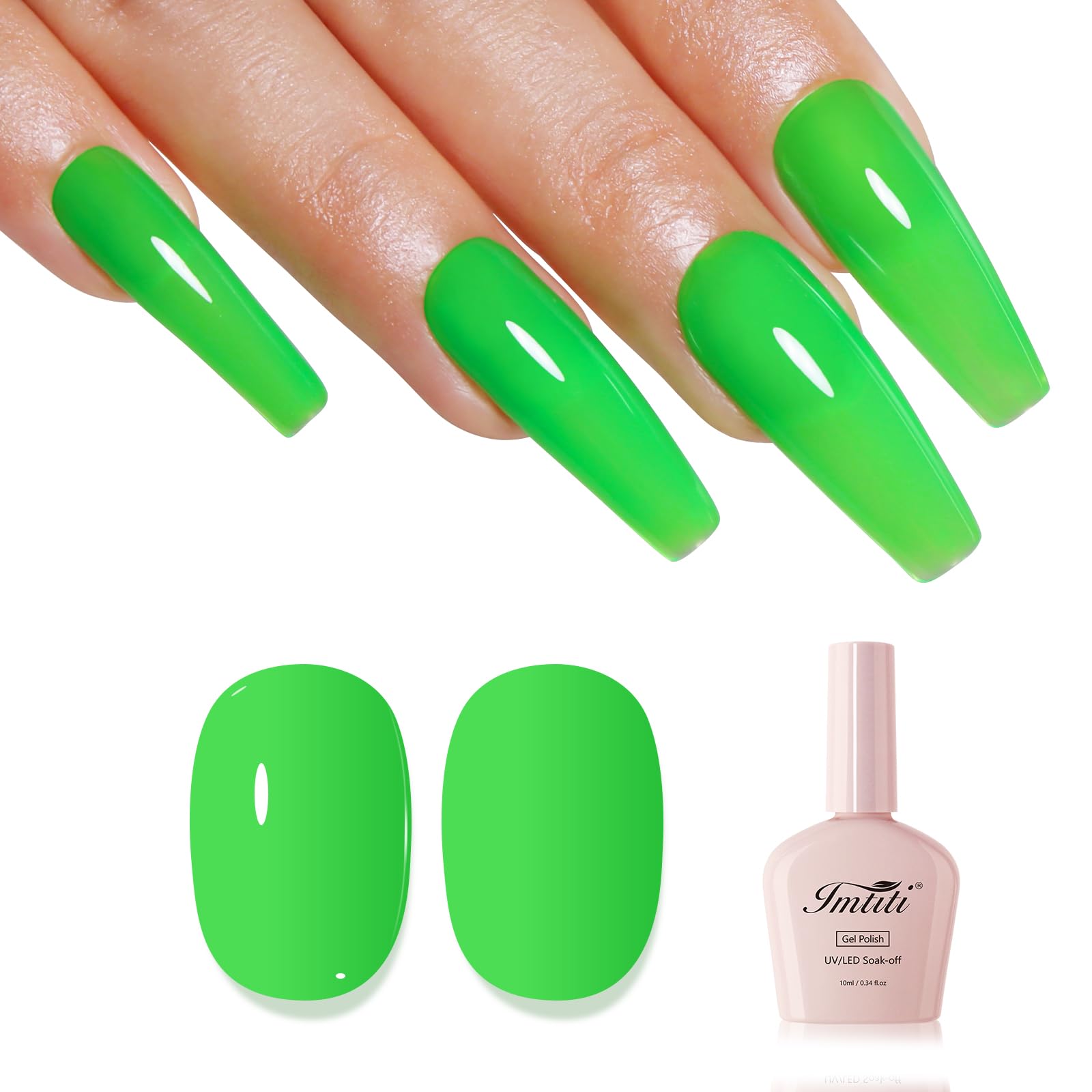 Neon Gel Nail Polish, Neon Green Gel Polish High Gloss Soak Off UV LED Nail Gel 