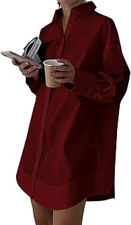 LYANER Women's Casual V-Neck Shirt Dress