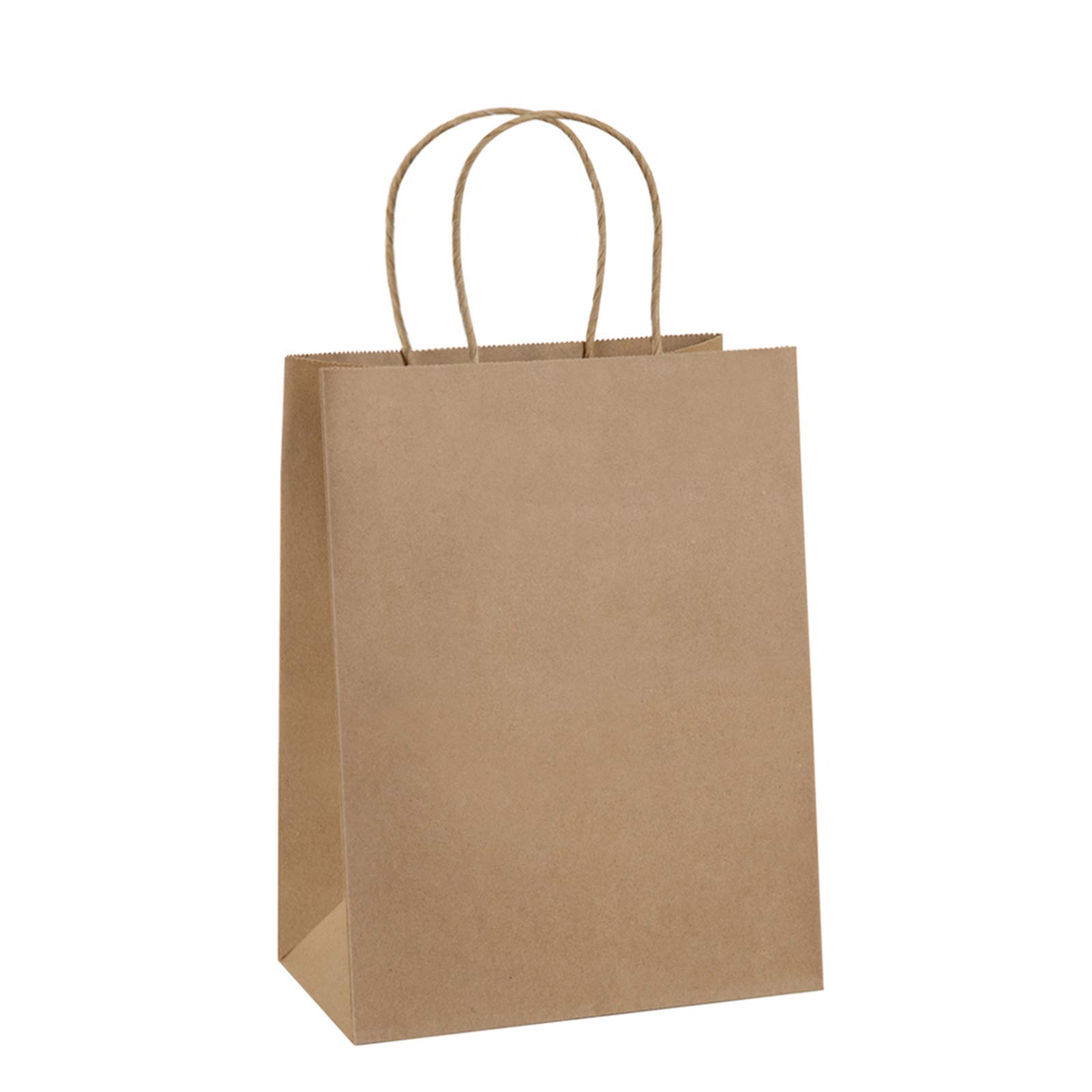 BagDream Gift Bags with Handles 8x4.25x10.5 Inch Brown 100 Pack Bulk | Kraft Pap
