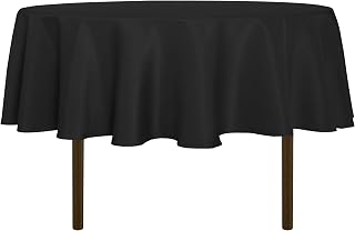 sancua Black Round Tablecloth 60 Inch Diameter for 20-48 Inch Tables | Water Resistant Spill Proof, Washable Polyester Cloth Decorative Fabric Cover, For Dining, Buffet Parties and Camping