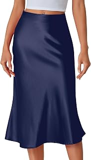 LYANER Women's Satin Silky Midi Skirt