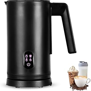 Straame 4 in 1 Electric Milk Frother 300ml Hot/Cold Foam Maker, Matte Black | Touch panel, non-stick jug, clear fill lines, cycle-end beep and auto shut-off for oat, almond, soy, latte, chai & cappuccino
