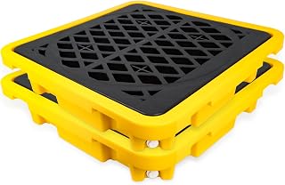 1 Drum Spill Containment Pallet with Drain, 26.4" x 26.4" x 6" Spill Tray | Industrial Leakproof Spill Platform with 2200 LBS Capacity, 11.36 Gallon Sump for Garage & Basement Storage, 2 Pack