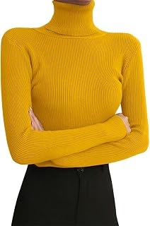 Women's Turtleneck Sweater Winter Basic Underwear Knitted Sweater Warm Long Sleeve Casual Pullover Women's Slim Fit Solid Colour Knitted Jumper Stand Collar Sweaters Tops