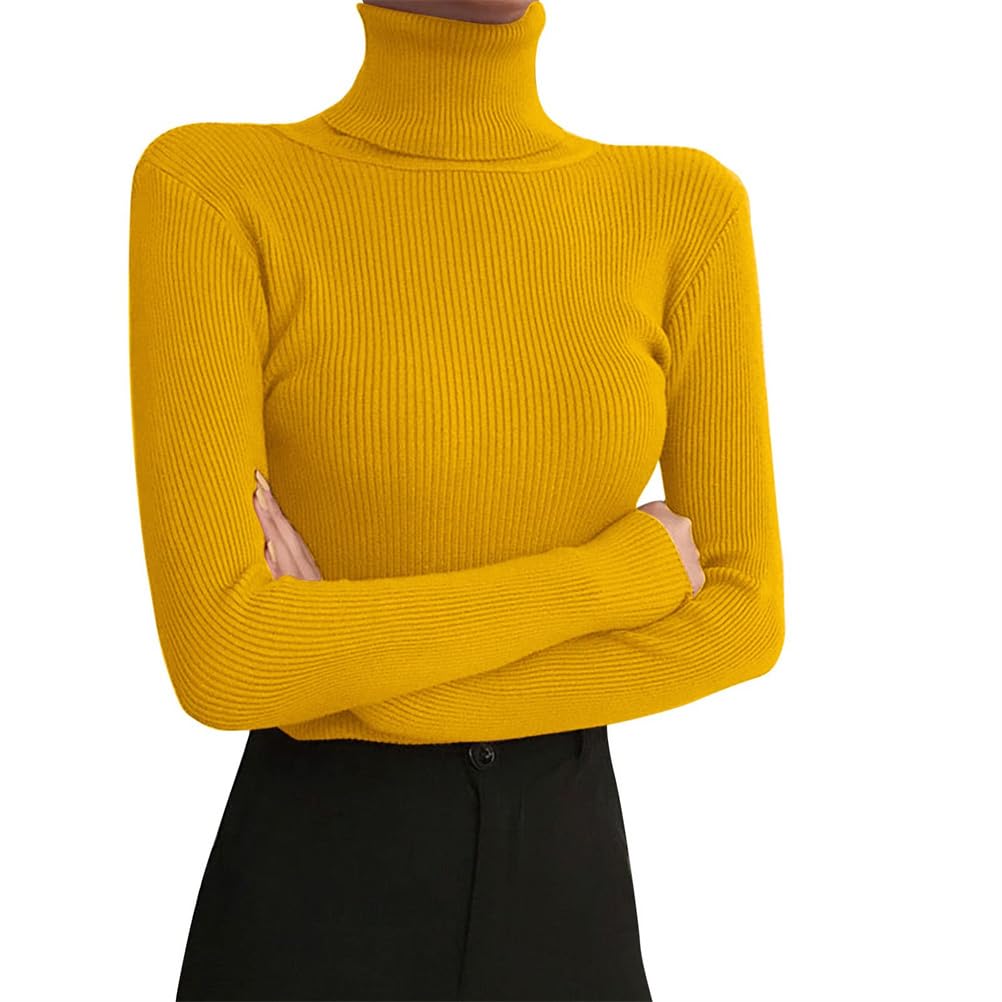 Women's Turtleneck Sweater Winter Basic Underwear Knitted Sweater Warm Long Slee