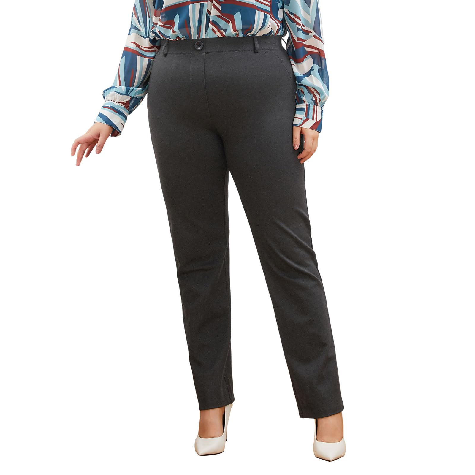 DGD Plus Size Women's Straight-Leg Dress Pants - Slacks for Business Casual,Work