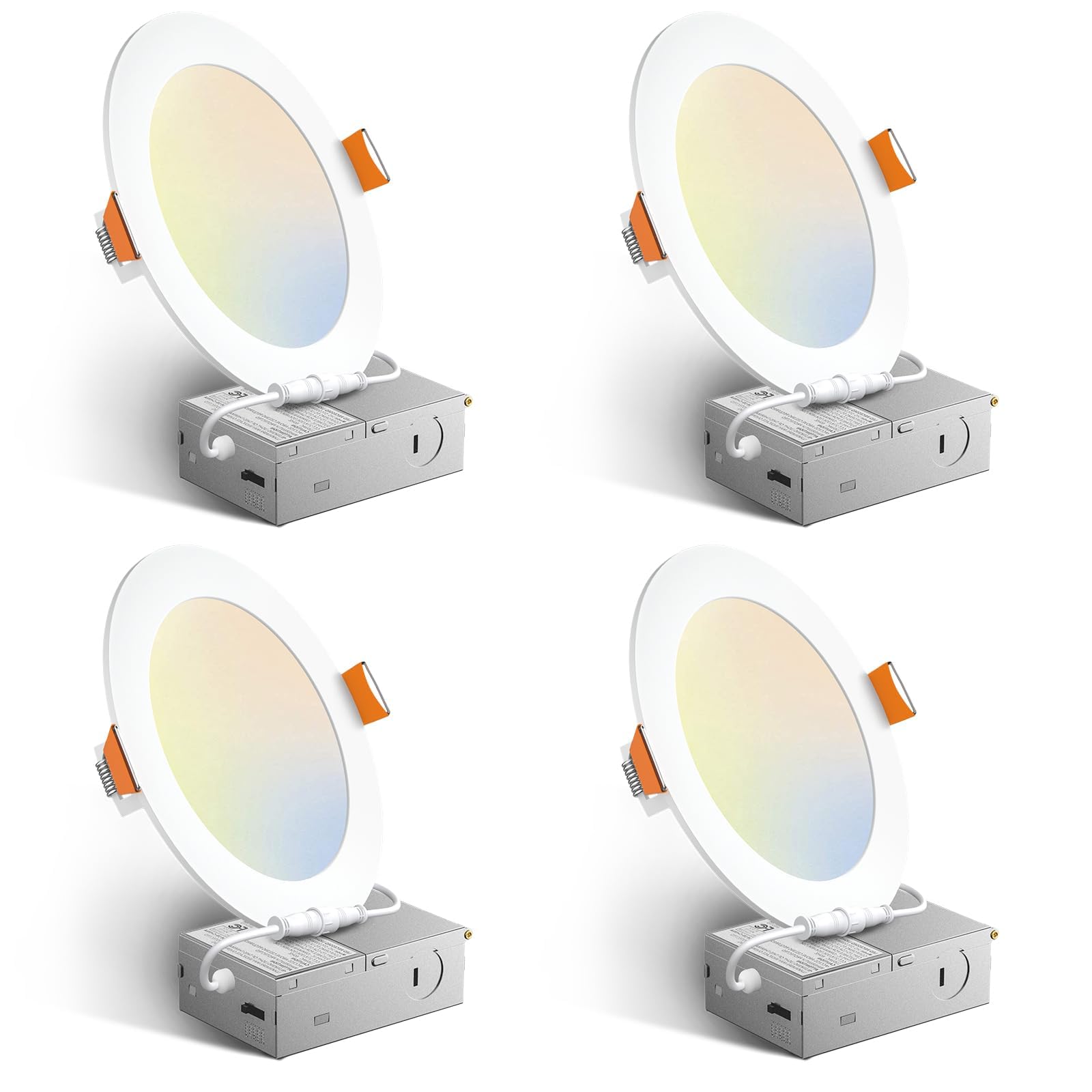 Amico 4 Pack 6 Inch 5CCT Ultra-Thin LED Recessed Ceiling Light | 1050LM High Bri