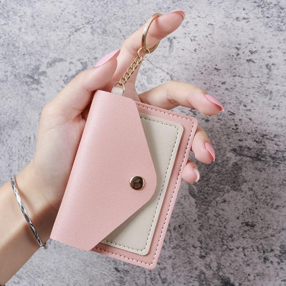 Candy Color Slim Short Wallet Ladies Short Wallet (Pink)