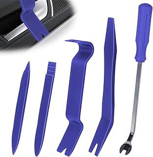 BFXM 5PCS Car Trim Removal Tool Kit, Plastic Pry Tool No-Scratch, Blue | Plastic Trim Removal Tool Kit, Auto Door Panel &amp; Audio Dashboard Clip Remover Tool for Interior Panel Door Clips Dismantling