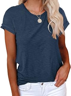 Cicy Bell Women's T-Shirt Blouses and Shirts Crew Neck Cotton Summer Casual Loose Women's T-Shirt