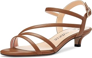 Castamere Women's Open Toe Low Kitten Heel Ankle Strap Sandals Buckle Closure Dress Office Casual Shoes 3.5 CM Heels