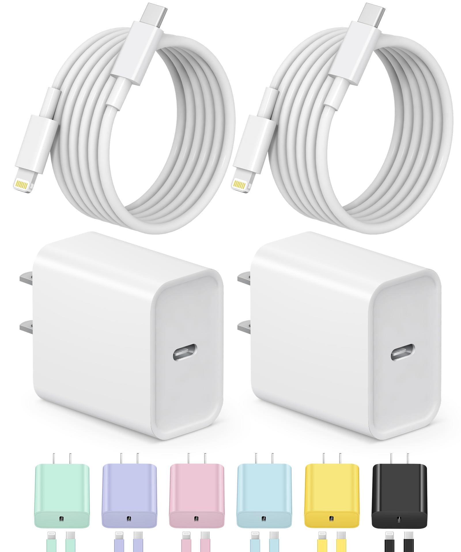 iPhone Charger Fast Charging【Apple MFi Certified】 2 Pack USB C Charger Block wit