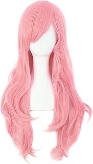 MapofBeauty 28" 70cm Long Curly Hair Ends Costume Cosplay Wig (Pink)