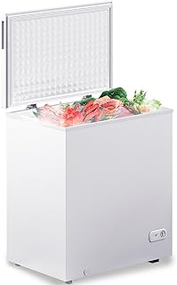 Muhub 7.0 Cubic Feet Chest Freezer, White Deep Freezer with Removable Baskets, Adjustable Temperature