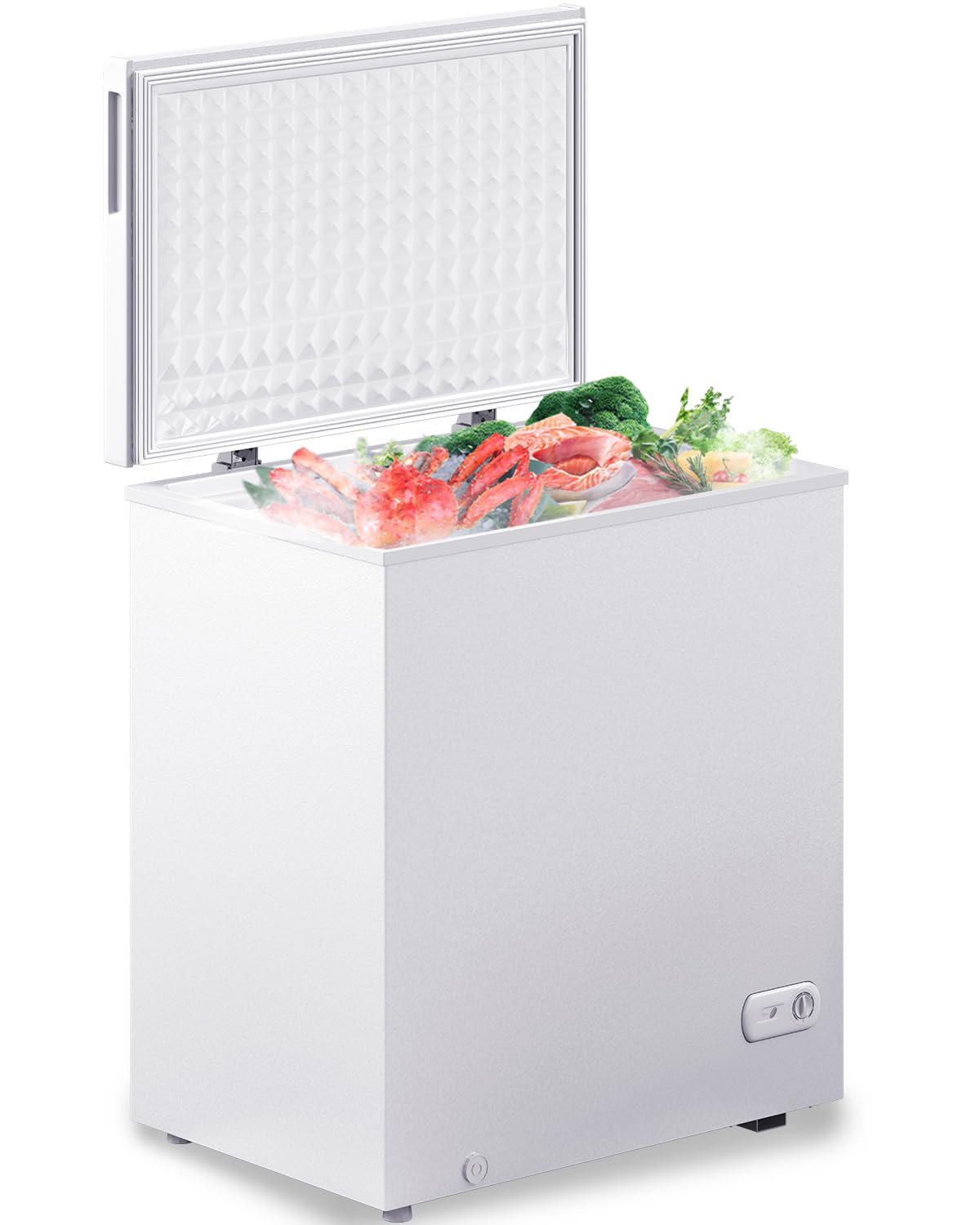 Muhub 7.0 Cubic Feet Chest Freezer, White Deep Freezer with Removable Baskets, A