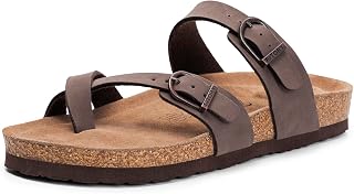 FITORY Womens Slides Sandals with Soft Cork Footbed,Comfort Arch Support