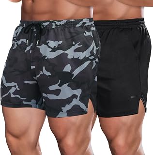 COOFANDY 2 Pack Mens Quick Dry Workout Shorts - Lightweight 5" Athletic Shorts with Pockets
