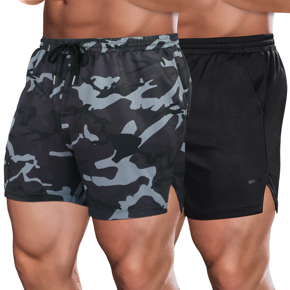 COOFANDY 2 Pack Mens Quick Dry Workout Shorts - Lightweight 5" Athletic Shorts w