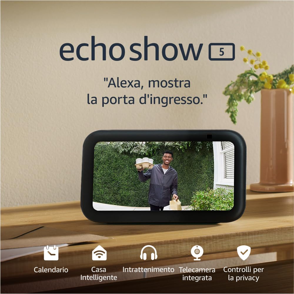 Echo Show 5 (Newest gen) | Smart display and alarm clock with clearer sound | Ch