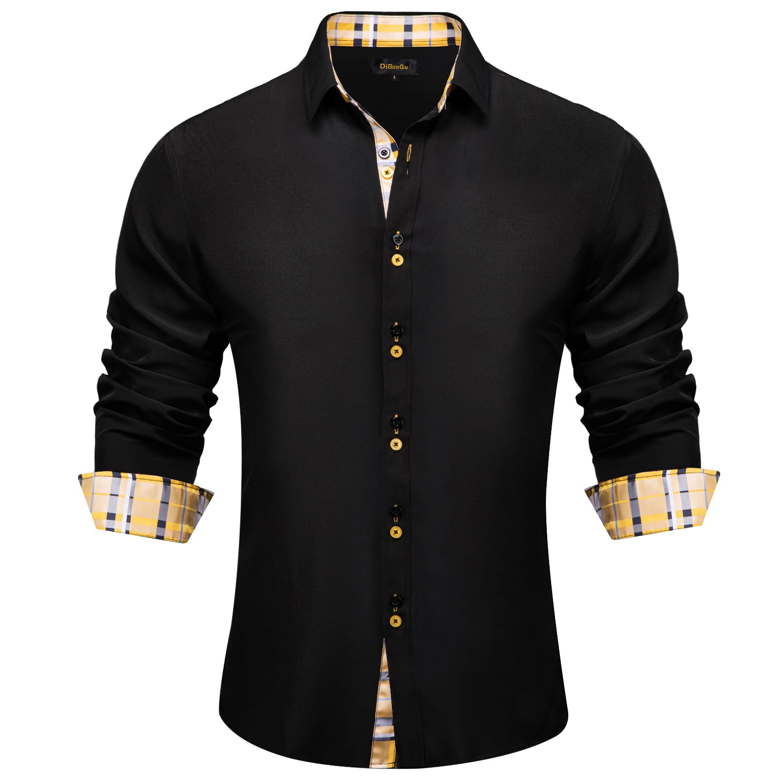 DiBanGu Men's Dress Shirt Long Sleeve Casual Button Down Shirts Regular Fit Inne
