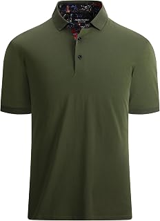 Alex Vando Mens Golf Shirt Breathable Quick Dry Printed Polo Shirt for Men