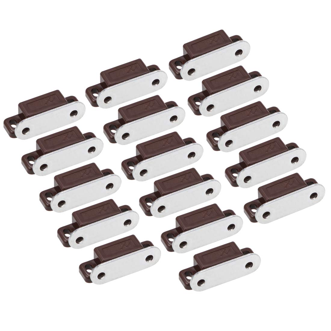 16 Pack Magnetic Catch Latch for Bathroom Kitchen Cabinet Cupboard Door Brown