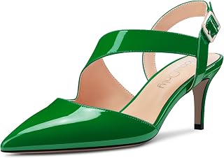 NobleOnly Women's Pointed Toe Mid Heel Sandals Strap Ankle Buckle Closure Dance Casual Dress Classic Shoes 6.5 CM Heels