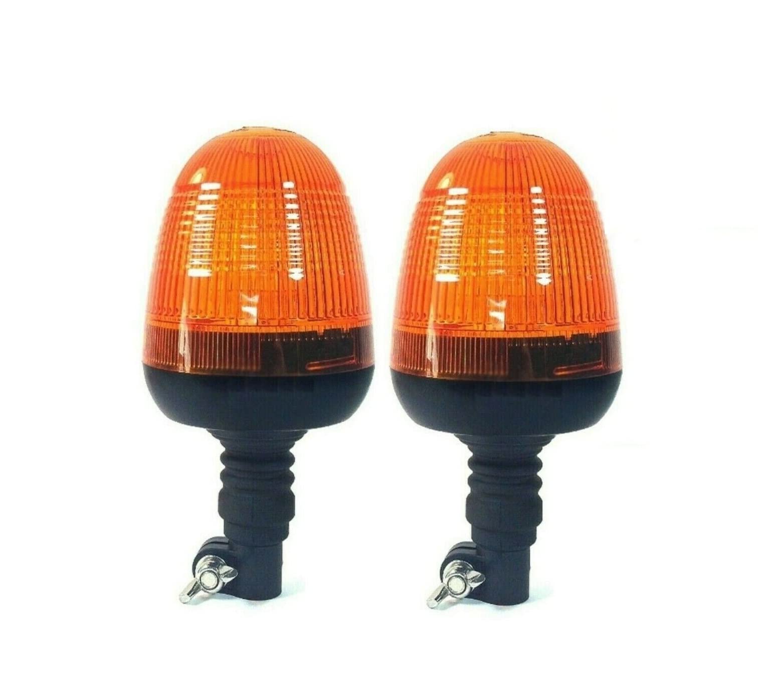 2pcs Two Flexible Din Spigot Pole Mount 60 Led Flashing Orange Warning Beacon Li