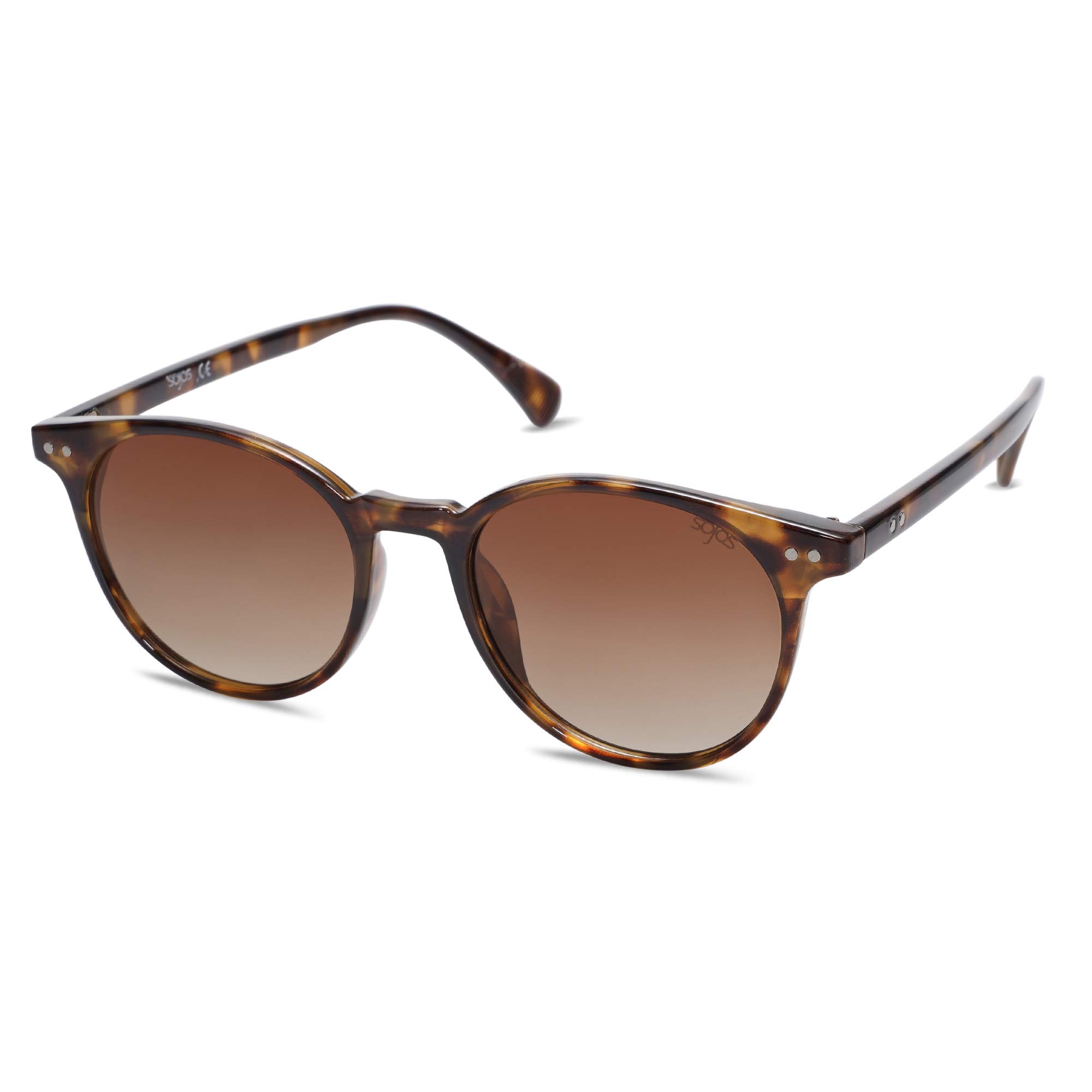 SOJOS Small Round Classic Polarized Sunglasses for Women Men Vintage Style UV400