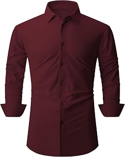SAMERM Mens Dress Shirt Stretch Wrinkle Free Casual Button Down Shirts