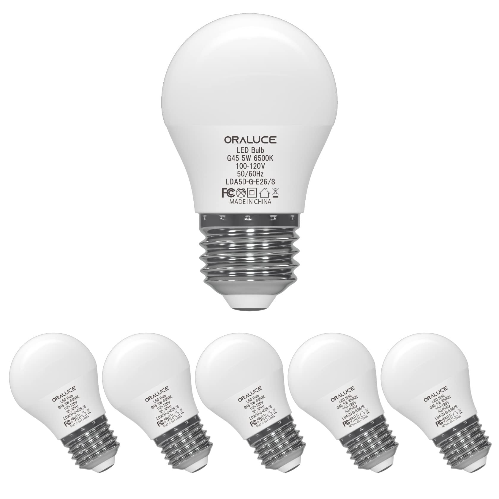 ORALUCE Refrigerator Light Bulb 40 Watt 120V, A15 5W 6500K, 6 Pack