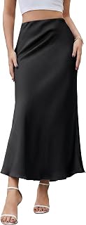 ALCEA ROSEA Women's Satin Silky High Waisted Maxi Skirts A Line Long Skirt