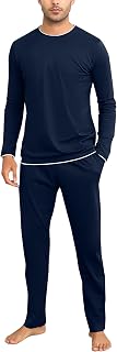 Aseniza Men's Winter Pyjamas Long Sleeve Cotton Simple Elegant Pyjamas Soft