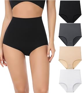 wirarpa Women's Super High Waisted Briefs Underwear Cotton Full Coverage Panties for Women 4 Pack