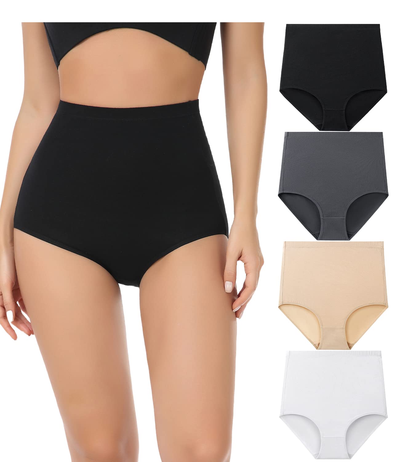 wirarpa Women's Super High Waisted Briefs Underwear Cotton Full Coverage Panties