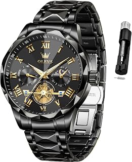 OLEVS Mens Luxury Casual Diamond Watches Big Dial Stainless Steel Waterproof Business Dress Analog Luminous Date Display