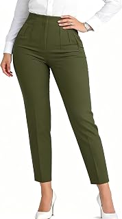 LOVESHOOT 2026 Fashion High Waist Pleated Straight Leg Casual Work Stretch Dress Pants