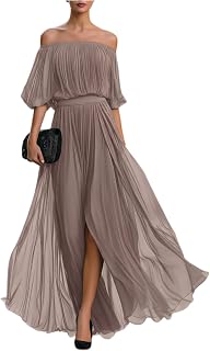 Evening Dress Women's Long Shoulderless Cocktail Dress A Line Tulle Evening Dresses Elegant for Wedding Maxi Prom Dress Festive Graduation Dress with Slit Prom Dresses Women Dress Wedding Guest