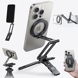 Lamicall for MagSafe Tripod Stand Ultra-Compact with 1/4" Screw, Arca, Hook | Aluminum Magnetic Tripod for iPhone, 20x Magnet Phone Stand Accessories for Women Men Gift for iPhone 18 17 Duo ProMax Black