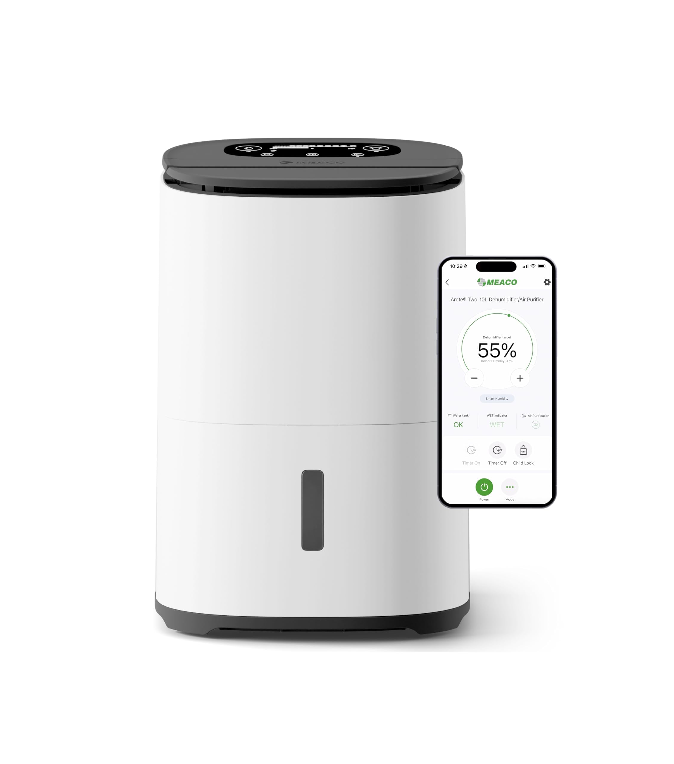 MeacoDry Arete® Two 10L Charcoal Dehumidifier & HEPA H13 Air Purifier | Ultra Qu