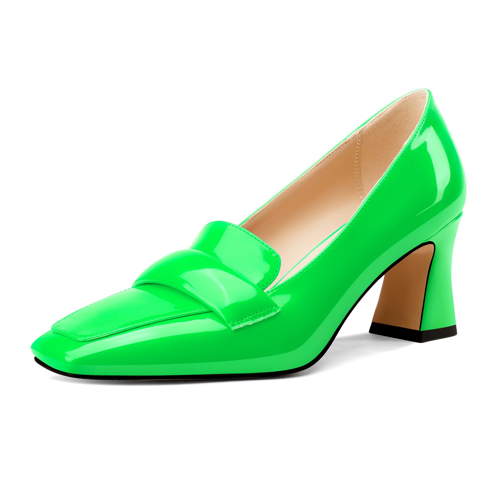 Castamere Women's Chunky Mid Width Square Heel Pointed Pumps Slip-on Office Dres