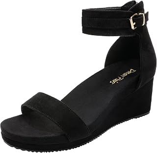 DREAM PAIRS Women's Open Toe Buckle Ankle Strap Platform Wedge Sandals Summer Shoes.