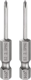 HARFINGTON 2pcs #00 Phillips Screwdriver Bit PH00 1/4" Hex Shank 2" (50mm) Long 0.1" Rod Magnetic Cross Head Drill Bits S2 Steel Industrial Screw Driver for Electric Power Tools, Gray